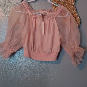 Alice and Olivia Large Pink sheer blouse